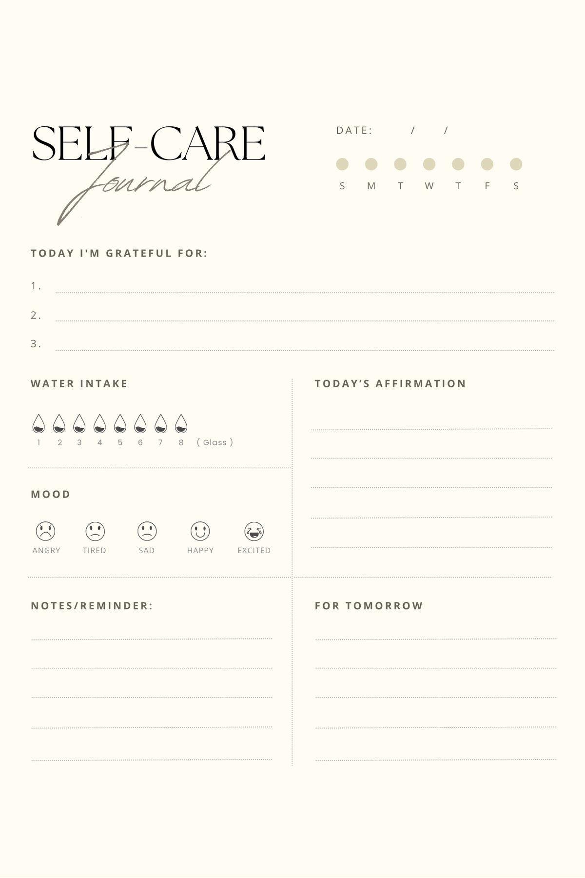 Self Care Planner