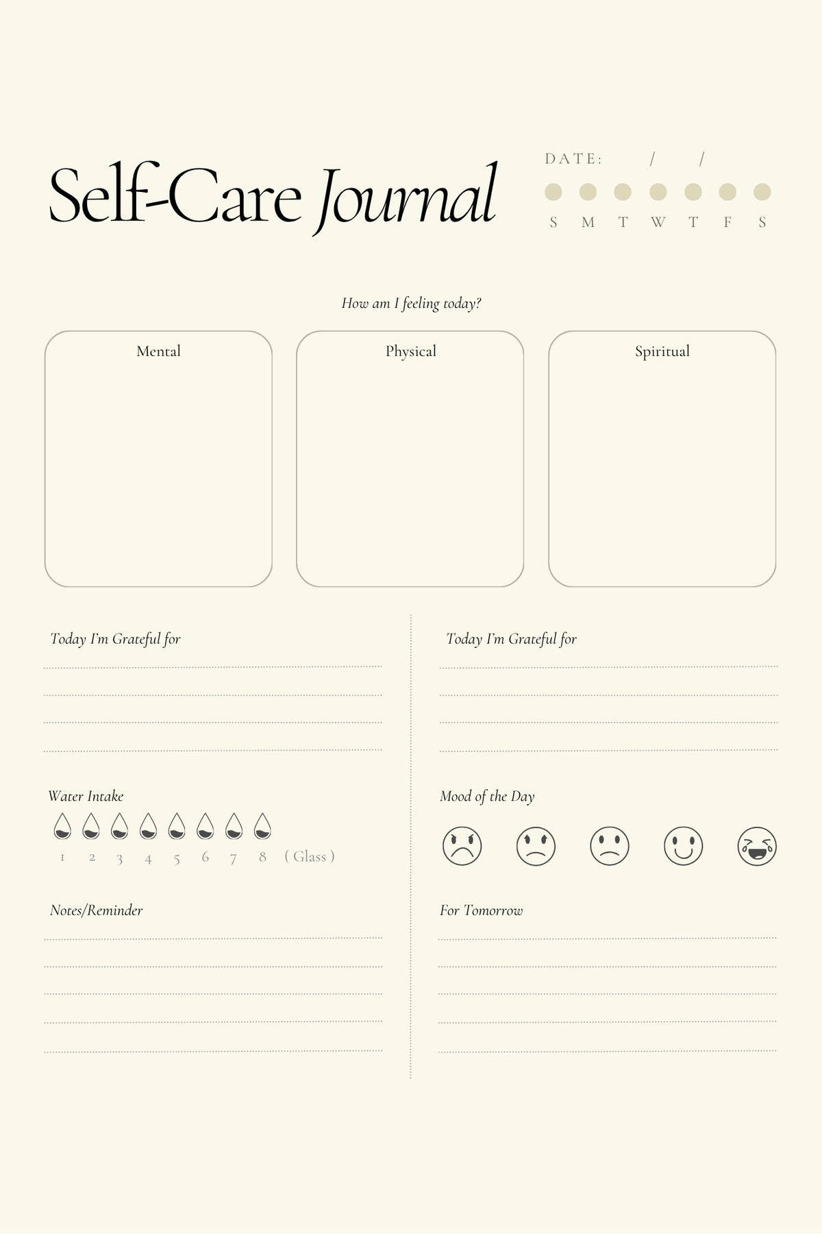 Self Care Planner