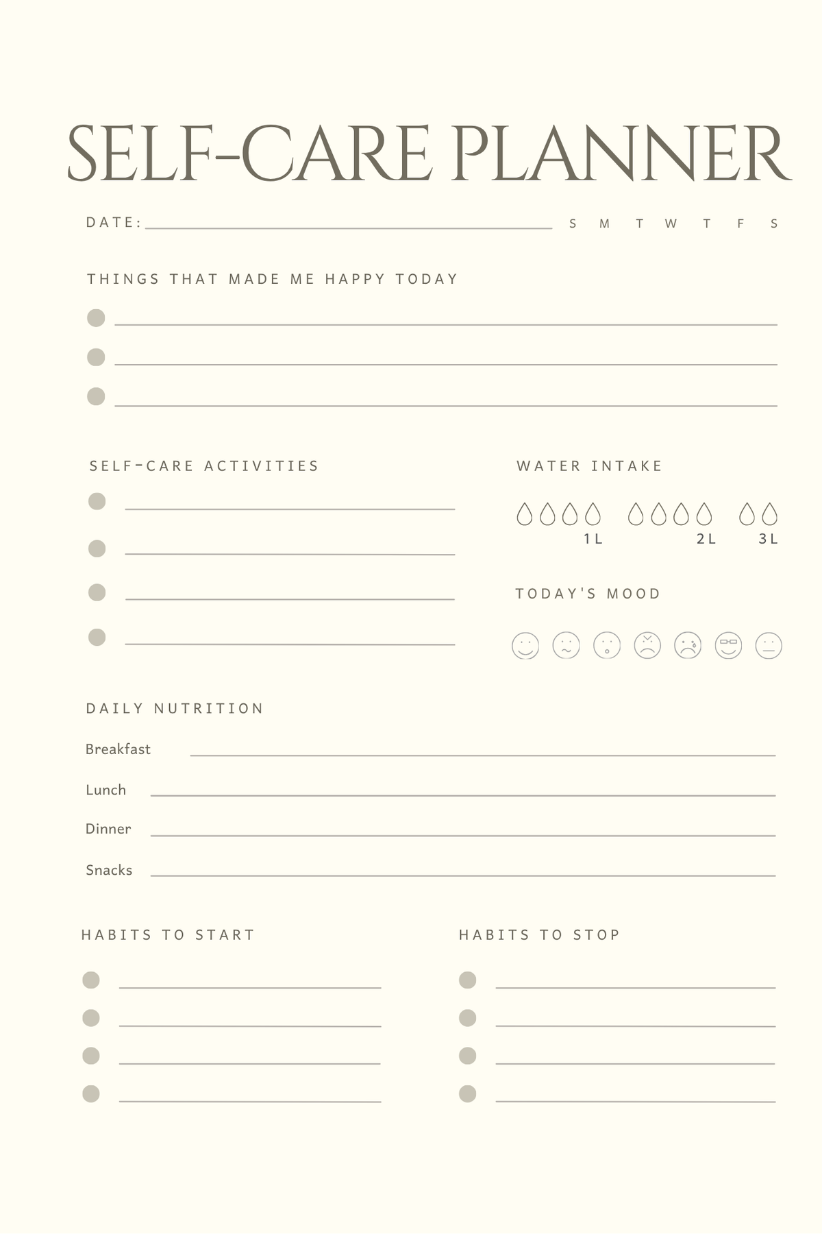 Self Care Planner