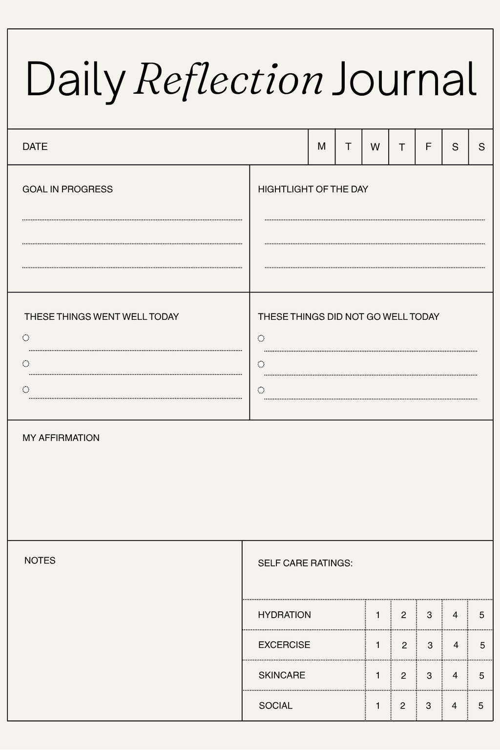 Daily Reflection Journal