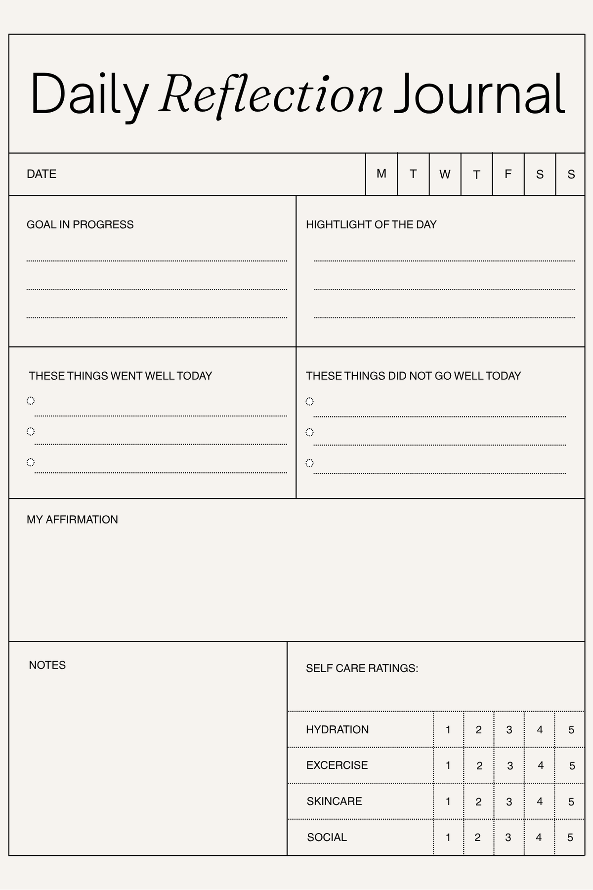 Daily Reflection Journal